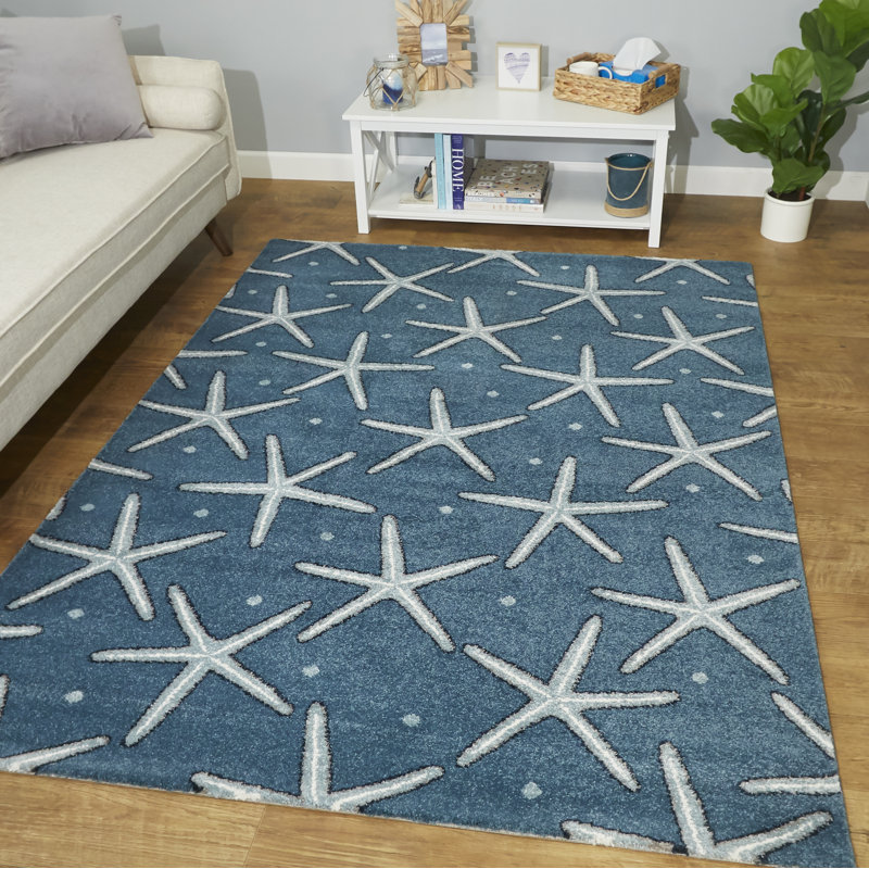 Rosecliff Heights Una Coastal Blue Area Rug Wayfair